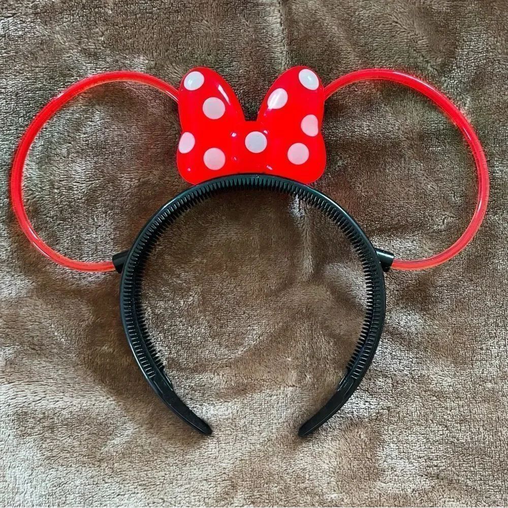 Disney Parks Minnie Mouse Red Polka Dot Bow Glow Up Headband